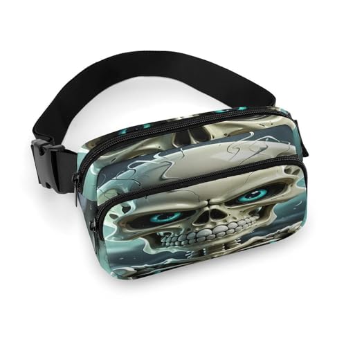 Umhängetasche für Damen und Herren, niedlicher Totenkopf-Druck, Sport-Hüfttasche, modische Hüfttasche mit verstellbarem Riemen, Schwarz , 20x13cm Umhängetasche für Damen und Herren, niedlicher Totenkopf-Druck, Sport-Hüfttasche, modische Hüfttasche mit verstellbarem Riemen, Schwarz , 20x13cm von JTREWBV