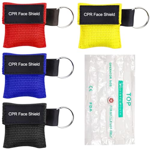 JTUYPT 4 Beatmungsmaske Schlüsselanhänger Beatmungsmaske Erste Hilfe Set CPR Maske Face Shield Beatmungsbeutel Feuerwehr Ambubeutel Ambu Mund Mundschutz,Beatmung Atemschutzmaske Cpr-Erste-Hilfe-Maske von JTUYPT