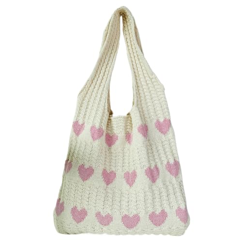 JUCHRZEY Herz Häkeltasche, Gestrickte Umhängetasche, HäKeltasche Tote Bag, HerzföRmige Strandtasche Schultertasche Gewebte Tasche for Damen JUCHRZEY Herz Häkeltasche, Gestrickte Umhängetasche, HäKeltasche Tote Bag, HerzföRmige Strandtasche Schultertasche Gewebte Tasche for Damen von JUCHRZEY