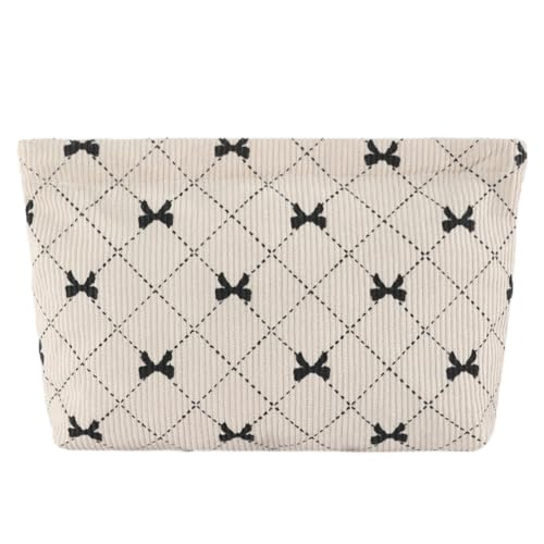 JUCHRZEY Make-up-Aufbewahrungstasche for Damen, Schleife, Print, Cord, Mädchen, tägliche Kosmetiktasche (blau) von JUCHRZEY