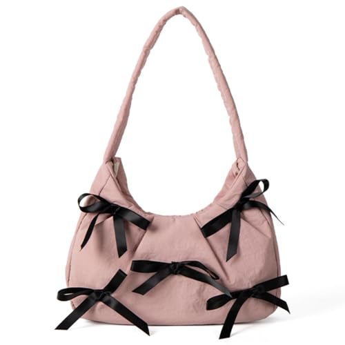 JUCHRZEY Niedliche Umhängetasche for Damen mit Schleife Umhängetasche mit Reißverschluss Unterarmtasche Hobo-Schultertasche for den Alltag, Einkaufen Arbeit Schule von JUCHRZEY