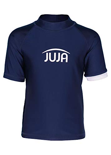 JUJA Badeshirt für Kinder, mit UV-Schutz - Schwimmshirt aus recycelten PET-Flaschen - Schutzkleidung/Badebekleidung für Jungen & Mädchen - Mit kurzen Ärmeln - Blau - 98-104cm von JUJA