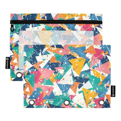 JUMBEAR Farbige Dreieck-Bindertaschen für 3-Ringordner, 2 Stück, mit Reißverschluss, Federmäppchen, Bindertaschen für Büro, Uni, Schulbedarf, Kosmetik JUMBEAR Farbige Dreieck-Bindertaschen für 3-Ringordner, 2 Stück, mit Reißverschluss, Federmäppchen, Bindertaschen für Büro, Uni, Schulbedarf, Kosmetik von JUMBEAR
