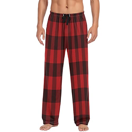 JUMBEAR Klassische rote karierte Herren-Lounge-Hose, Herren-Pyjamahose, Nachtwäsche, a, L von JUMBEAR