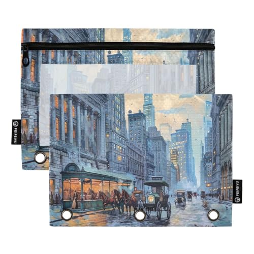 JUMBEAR New York City Center Street Painting Binder Taschen für 3-Ring-Ordner, 2 Stück, Reißverschluss, Federmäppchen, Bindertaschen für Büro, Uni, Schulbedarf, Kosmetik, a, 9.8 x 7 inches JUMBEAR New York City Center Street Painting Binder Taschen für 3-Ring-Ordner, 2 Stück, Reißverschluss, Federmäppchen, Bindertaschen für Büro, Uni, Schulbedarf, Kosmetik, a, 9.8 x 7 inches von JUMBEAR