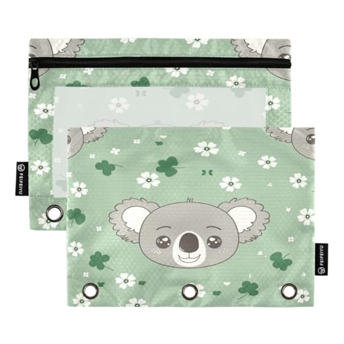 JUMBEAR Niedliche Koala-Bindertaschen für 3-Ringordner, 2 Stück, mit Reißverschluss, Federmäppchen, Bindertaschen für Büro, Uni, Schulbedarf, Kosmetika JUMBEAR Niedliche Koala-Bindertaschen für 3-Ringordner, 2 Stück, mit Reißverschluss, Federmäppchen, Bindertaschen für Büro, Uni, Schulbedarf, Kosmetika von JUMBEAR