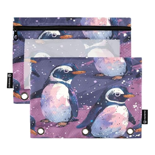 JUMBEAR Niedliche Pinguin-Bindertaschen für 3-Ringordner, 2 Stück, mit Reißverschluss, Federmäppchen für Büro, Uni, Schulbedarf, Kosmetik JUMBEAR Niedliche Pinguin-Bindertaschen für 3-Ringordner, 2 Stück, mit Reißverschluss, Federmäppchen für Büro, Uni, Schulbedarf, Kosmetik von JUMBEAR