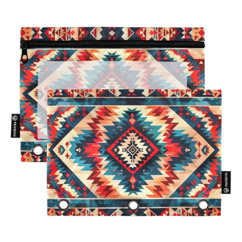 JUMBEAR Ureinwohner-Tapisserie-Muster, Bindertaschen für 3-Ring-Ordner, 2 Stück, mit Reißverschluss, Federmäppchen, Bindertaschen für Büro, Uni, Schulbedarf, Kosmetika JUMBEAR Ureinwohner-Tapisserie-Muster, Bindertaschen für 3-Ring-Ordner, 2 Stück, mit Reißverschluss, Federmäppchen, Bindertaschen für Büro, Uni, Schulbedarf, Kosmetika von JUMBEAR