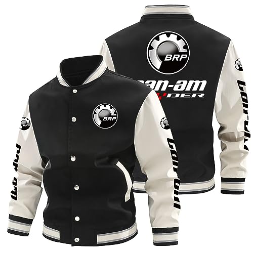 JUMBOZ College Jacke Herren C.a.n-a.m, Klassische Oldschool Sweatjacke, Frühling Herbst T.op Bomberjacke für Damen Herren -Black C||5XL von JUMBOZ