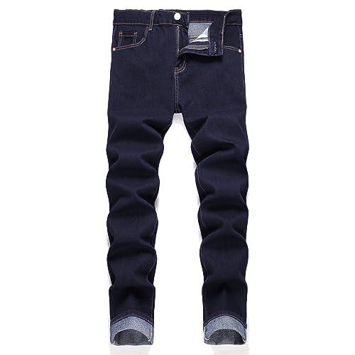 Herren Slim Fit Stretch Jeans Ripped Skinny Jeans für Männer, Mode Straight Leg Comfort Flex Taille Cargo Denim Pants, D#dunkelblau, 48 von JUNBAOSS