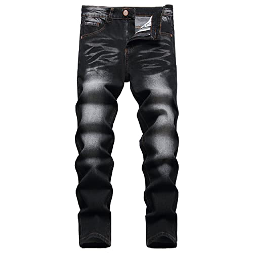 JUNBAOSS Herren Slim Fit Jeans Stretch Ripped Skinny Jeans für Männer, Mode Straight Leg Comfort Flex Waist Casual Pants, D#black, 54 von JUNBAOSS