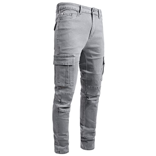 JUNBAOSS Herren Slim Fit Jeans Stretch Zerrissen Skinny Jeans für Männer, Mode Straight Leg Comfort Flex Taille Casual Pants, A#cargo Jeans 4, 48 von JUNBAOSS