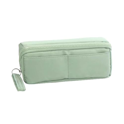 Federmäppchen Junge Mäppchen Schulmäppchen Federtasche 3 Fächer Federmappe Pencil Case Teenager Erwachsene Desktop-Speicher Für Studierende Fach Hohe Kapazität Tragbar (Green,210x80x95mm) von JUSHZ