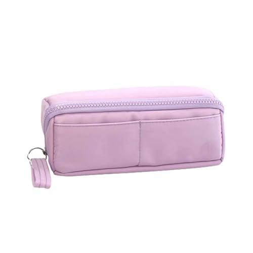 Federmäppchen Junge Mäppchen Schulmäppchen Federtasche 3 Fächer Federmappe Pencil Case Teenager Erwachsene Desktop-Speicher Für Studierende Fach Hohe Kapazität Tragbar (Purple,210x80x95mm) von JUSHZ