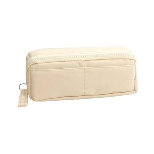 Federmäppchen Junge Mäppchen Schulmäppchen Federtasche 3 Fächer Federmappe Pencil Case Teenager Erwachsene Desktop-Speicher Für Studierende Fach Hohe Kapazität Tragbar (beige,210x80x95mm) von JUSHZ