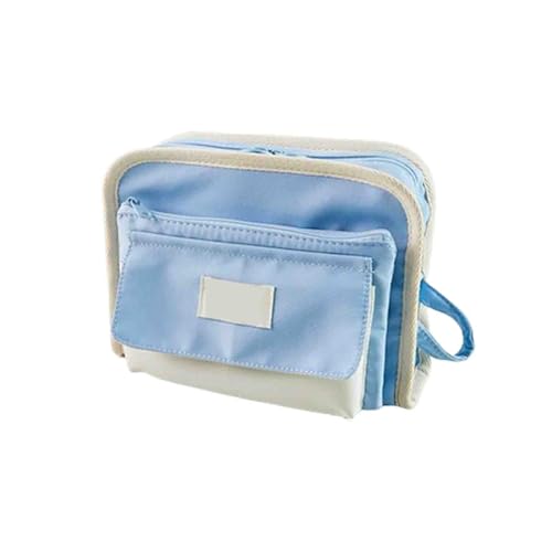 Federmäppchen Junge Mäppchen Schulmäppchen Federtasche 3 Fächer Federmappe Pencil Case Teenager Schwarz Groß Erwachsene Hohe Kapazität Aufbewahrung Von Schreibwaren Mit Griff (Blue,21.5x6.5x15.5cm) von JUSHZ