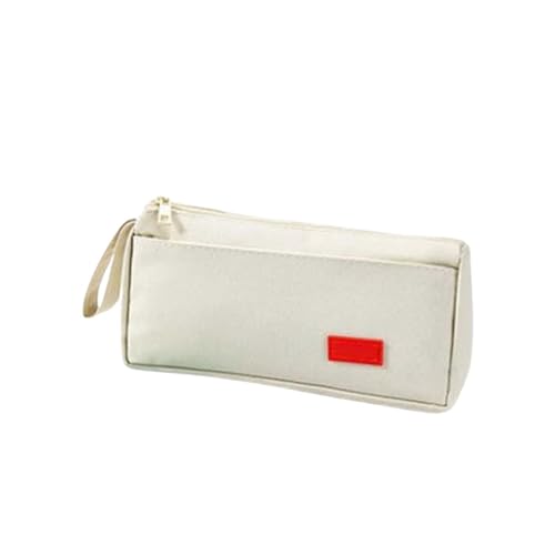 Federmäppchen Junge Mäppchen Schulmäppchen Federtasche Fächer Federmappe Pencil Case Teenager Klein Erwachsene Weiß Hohe Kapazität Doppelschichtige Leinwand Student (White,215x128mm) von JUSHZ