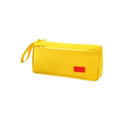 Federmäppchen Junge Mäppchen Schulmäppchen Federtasche Fächer Federmappe Pencil Case Teenager Klein Erwachsene Weiß Hohe Kapazität Doppelschichtige Leinwand Student (Yellow,215x128mm) von JUSHZ