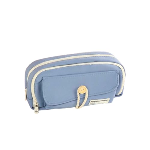 Federmäppchen Junge Mäppchen Schulmäppchen Federtasche Fächer Federmappe Pencil Case Teenager Mädchen Schwarz Groß Klein Erwachsene Weiß Student Hohe Kapazität Mehrschichtige (Blue,23x8x12cm) von JUSHZ