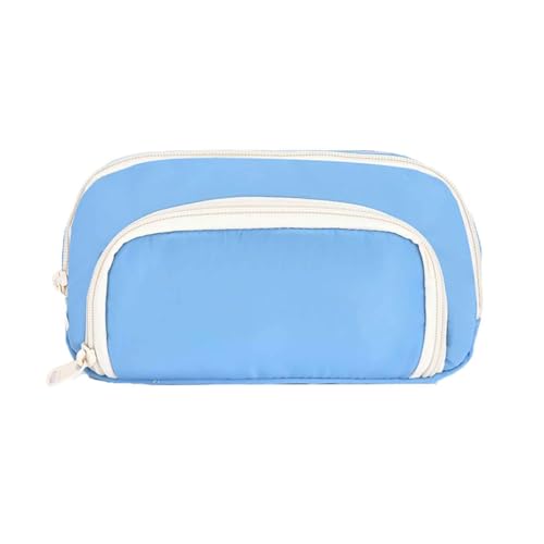 Federmäppchen Junge Mäppchen Schulmäppchen Federtasche Federmappe Pencil Case Erwachsene Doppelschicht Student Hohe Kapazität Mädchen (Blue,21x5x12cm) von JUSHZ