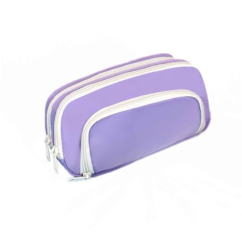 Federmäppchen Junge Mäppchen Schulmäppchen Federtasche Federmappe Pencil Case Erwachsene Doppelschicht Student Hohe Kapazität Mädchen (Purple,21x5x12cm) von JUSHZ