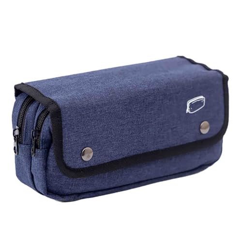 Federmäppchen Junge Mäppchen Schulmäppchen Federtasche Federmappe Pencil Case Teenager Klein Canvas-Material Hohe Kapazität Geschenk (Blue,21x6.5x10.5cm) von JUSHZ