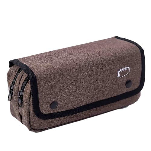 Federmäppchen Junge Mäppchen Schulmäppchen Federtasche Federmappe Pencil Case Teenager Klein Canvas-Material Hohe Kapazität Geschenk (Brown,21x6.5x10.5cm) von JUSHZ