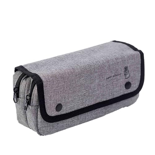 Federmäppchen Junge Mäppchen Schulmäppchen Federtasche Federmappe Pencil Case Teenager Klein Canvas-Material Hohe Kapazität Geschenk (Grey,21x6.5x10.5cm) von JUSHZ