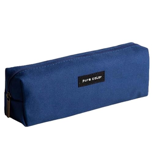 Federmäppchen Junge Mäppchen Schulmäppchen Federtasche Federmappe Pencil Case Teenager Klein Leinwand Hohe Kapazität Für Studierende Reißverschluss Wasserdicht Verschleißfest (Blue,21.5x5x6.5cm) von JUSHZ