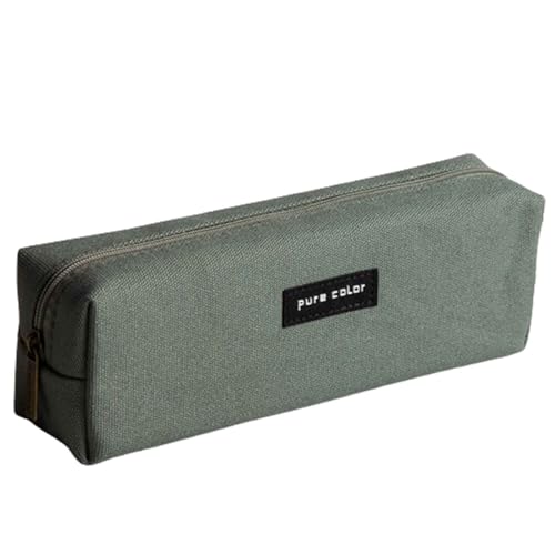 Federmäppchen Junge Mäppchen Schulmäppchen Federtasche Federmappe Pencil Case Teenager Klein Leinwand Hohe Kapazität Für Studierende Reißverschluss Wasserdicht Verschleißfest (Green,21.5x5x6.5cm) von JUSHZ