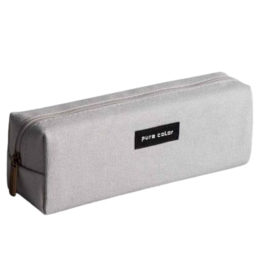 Federmäppchen Junge Mäppchen Schulmäppchen Federtasche Federmappe Pencil Case Teenager Klein Leinwand Hohe Kapazität Für Studierende Reißverschluss Wasserdicht Verschleißfest (Gray,21.5x5x6.5cm) von JUSHZ