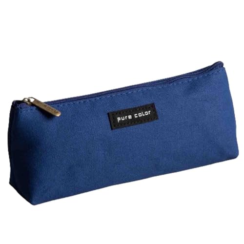 Federmäppchen Junge Mäppchen Schulmäppchen Federtasche Federmappe Pencil Case Teenager Klein Leinwand Hohe Kapazität Für Studierende Reißverschluss Wasserdicht Verschleißfest (Blue,21.5x4.5x8cm) von JUSHZ