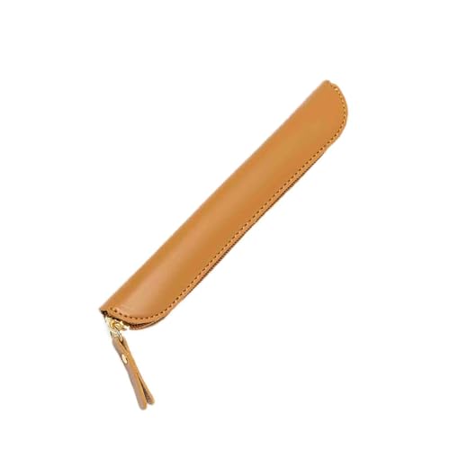 JUSHZ Federmäppchen Mäppchen Schulmäppchen Federtasche Federmappe Pencil Case Teenager Mädchen Schwarz Klein Wasserdicht Mäppchen Grundschüler Leder Reißverschluss (Brown,19.5X 3x2cm) von JUSHZ