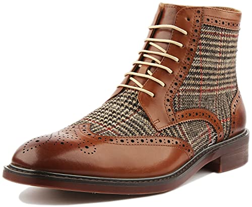 JUSTINREESS ENGLAND Calvin Herren Brogue Wingtip Schuhe aus Wildleder und Leder, braun, 42 2/3 EU von JUSTINREESS ENGLAND