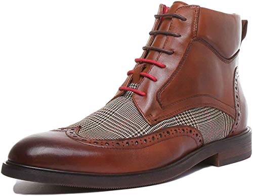 Justinreess Douglas Herren-Schnürstiefelette aus Leder mit Tweed-Einsätzen, Braun, Größe 41, braun, 42 1/3 EU von JUSTINREESS ENGLAND