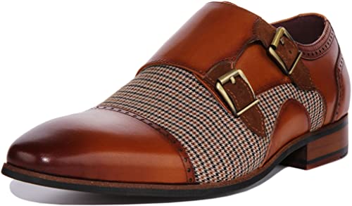 JUSTINREESS England Maxim Herren Double Monk Tweed Schuhe, braun, 42 2/3 EU von JUSTINREESS ENGLAND