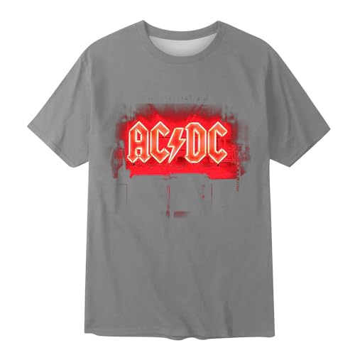 JUTOO 2024 Angebote, ACDC Tshirt Damen Tour Herren T Shirt Hörner Power Up T Shirt (L, Gray) von JUTOO