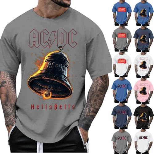 JUTOO Blitzangebote, ACDC Hörner T-Shirts Für Herren Tshirt Tour 2024 Merch Tshirt Led Fanartikel (5XL, Gray) von JUTOO