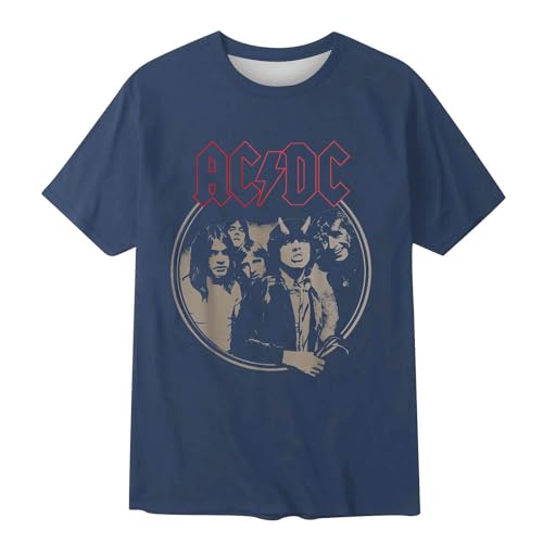 JUTOO Blitzangebote, ACDC Tshirt Herren Music Band T-Shirts Für Tshirt Tour 2024 Merch Power Up Shirt Up (XXL, Dark Blue) von JUTOO