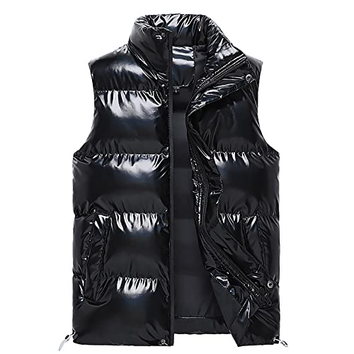 JUTOO Fleeceweste Herren, Steppweste Winter Leichte Winddicht Zip Weste Outdoor Casual Warme Jacke Ärmellose Sweatshirt Puffer Herren Anzug Trachten Gilet Schwarz (XXL, Black) von JUTOO