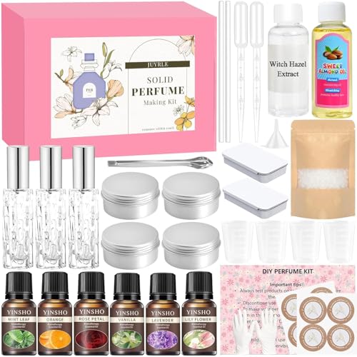 JUYRLE Parfüm Selber Machen Set, Solid Perfume Oil Making Kit, Kreative Bastelset Erwachsene DIY mit Ätherisches Öl, Mini Düfte mit Klein Sprühflasche, Als Geschenk für Damen/Kinder JUYRLE Parfüm Selber Machen Set, Solid Perfume Oil Making Kit, Kreative Bastelset Erwachsene DIY mit Ätherisches Öl, Mini Düfte mit Klein Sprühflasche, Als Geschenk für Damen/Kinder von JUYRLE
