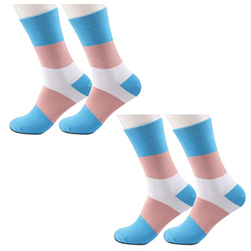 JXGZSO 2 Paar Transgender Pride Flagge Socken LGBTQ Geschenke Queer Pride Trans Flag Tube Socken Transgender Geschenk, Transgender Pride Flaggen-Socken, Einheitsgröße von JXGZSO