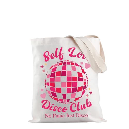 JXGZSO Discoball-Umhängetasche, Selbstliebe, Disco-Club, keine Panik, nur Disco-Tragetasche, psychische Gesundheit, Geschenk zur Selbstpflege, Disco Club Tragetasche, Einheitsgröße von JXGZSO