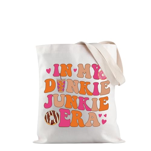 JXGZSO Donut-Liebhaber, Geschenk für Kaffeeliebhaber, Einkaufstasche, Geschenk für Sie, Dunkie Junkie Tragetasche, Einheitsgröße von JXGZSO