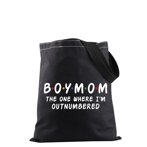 JXGZSO Einkaufstasche zum Muttertag, für Jungen, "Mom the One Where I'm Outnumbered", Geschenk für Mütter, Geschenk für Mütter, Outnumbered Tote, Einheitsgröße von JXGZSO