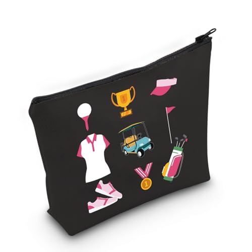 JXGZSO Golf-Geschenke, Make-up-Tasche mit Reißverschluss, Kosmetiktasche, Golf-Spieler, Geschenke für Golfliebhaber, Geschenke für Frauen, Golfer, Golf-Elements-Tasche von JXGZSO