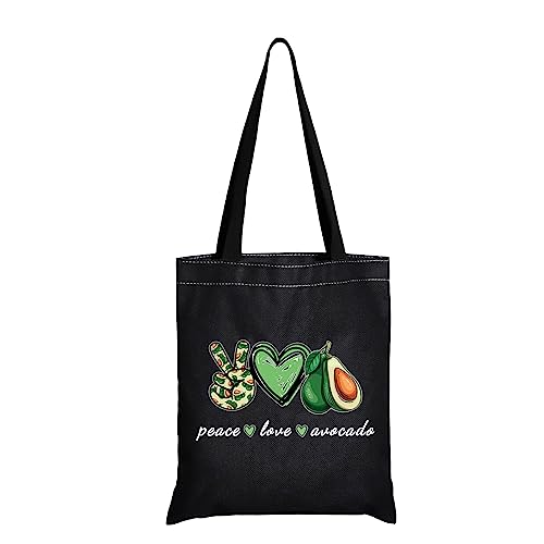 JXGZSO Hello Avocado Geschenk Avocado Liebhaber Geschenk Frieden Liebe Avocado Make-up Reißverschluss Tasche Avocado Geldbörse, Peace Love Avocado Shopping Schwarz von JXGZSO