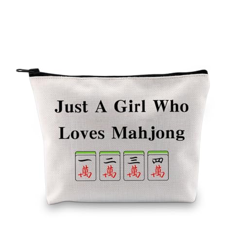 JXGZSO Lucky Mahjong Tiles Bag Just A Girl Who Loves Mahjong Brettspiel-Aufbewahrungstasche für Mahjong-Mädchen (Mahjong-Tasche) von JXGZSO