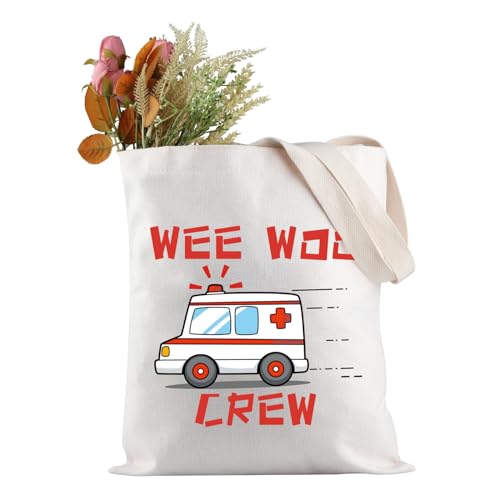 JXGZSO Lustige Wee Woo Crew-Tragetasche für Sanitäter, Geschenk für Gesundheitswesen, Notfallhelfer, Geschenk für Krankenwagen, Fahrer, Woo Crew Tote, Einheitsgröße von JXGZSO