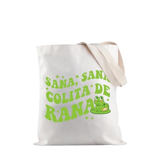 JXGZSO Lustige spanische Sprüche Sana Sana Colita De Rana Tragetasche Latina Geschenk Spanisches Geschenk Froschliebhaber Geschenk, Colita De Rana Tragetasche, Einheitsgröße von JXGZSO